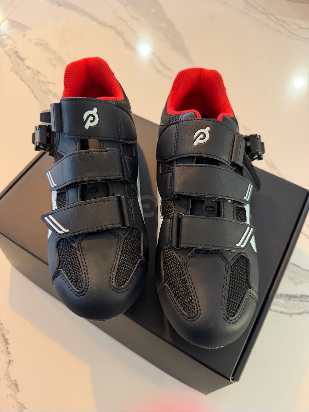 Peloton Women’s Black Athletic Cycling Shoes with Red Lining